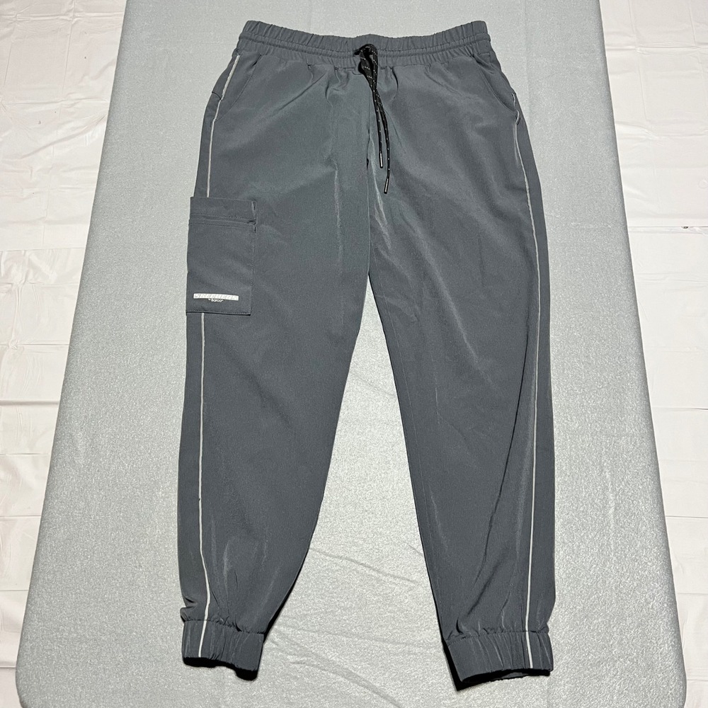 Skechers by Barco Gray Cargo Scrub Joggers Petite Small SP Reflective RN50681